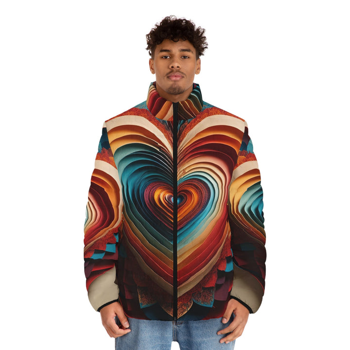 Vibrant Paper Heart - Puffer Jacket - All Over Prints - g(0D·IO) - S - Black zipper -