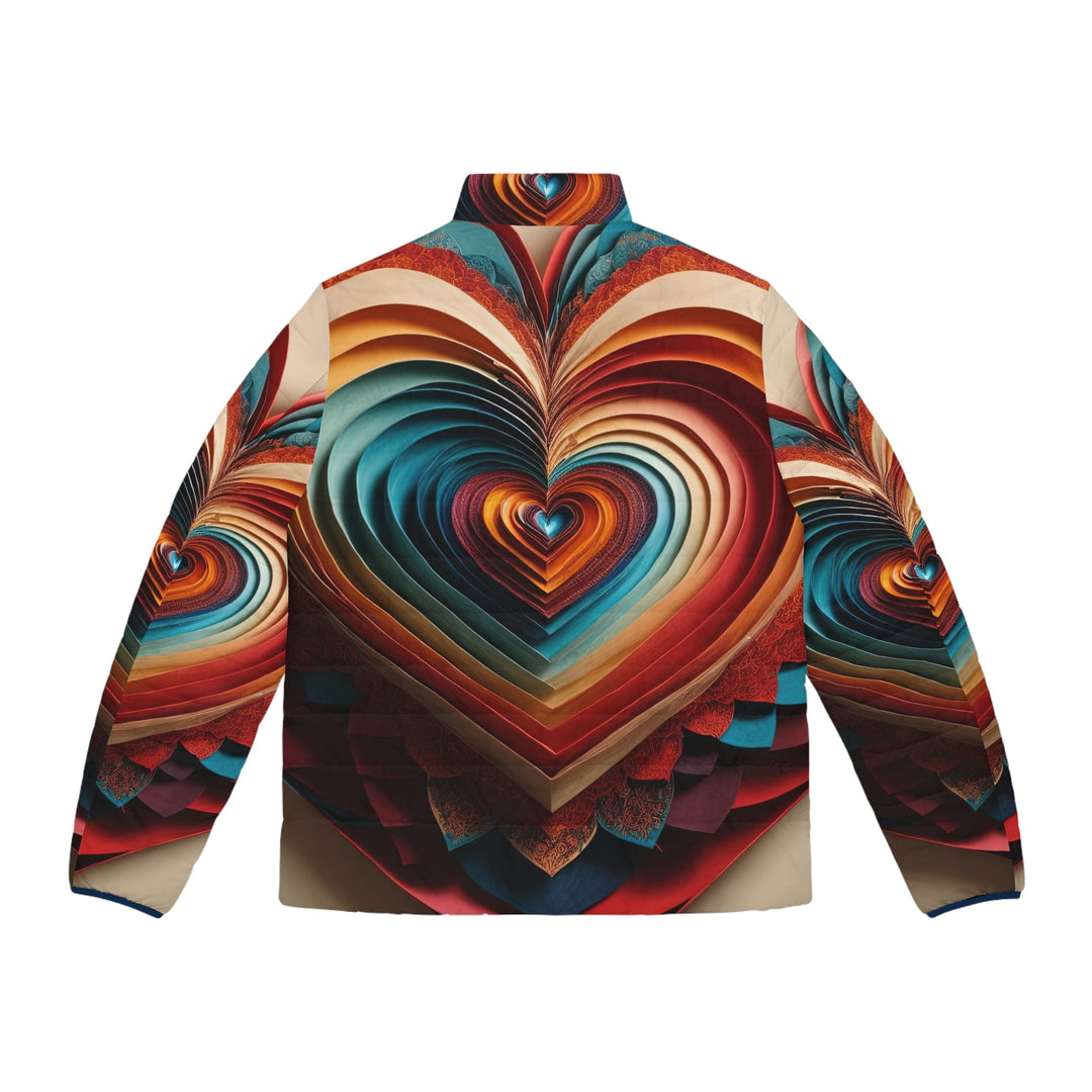 Vibrant Paper Heart - Puffer Jacket - All Over Prints - g(0D·IO) - S - Black zipper -