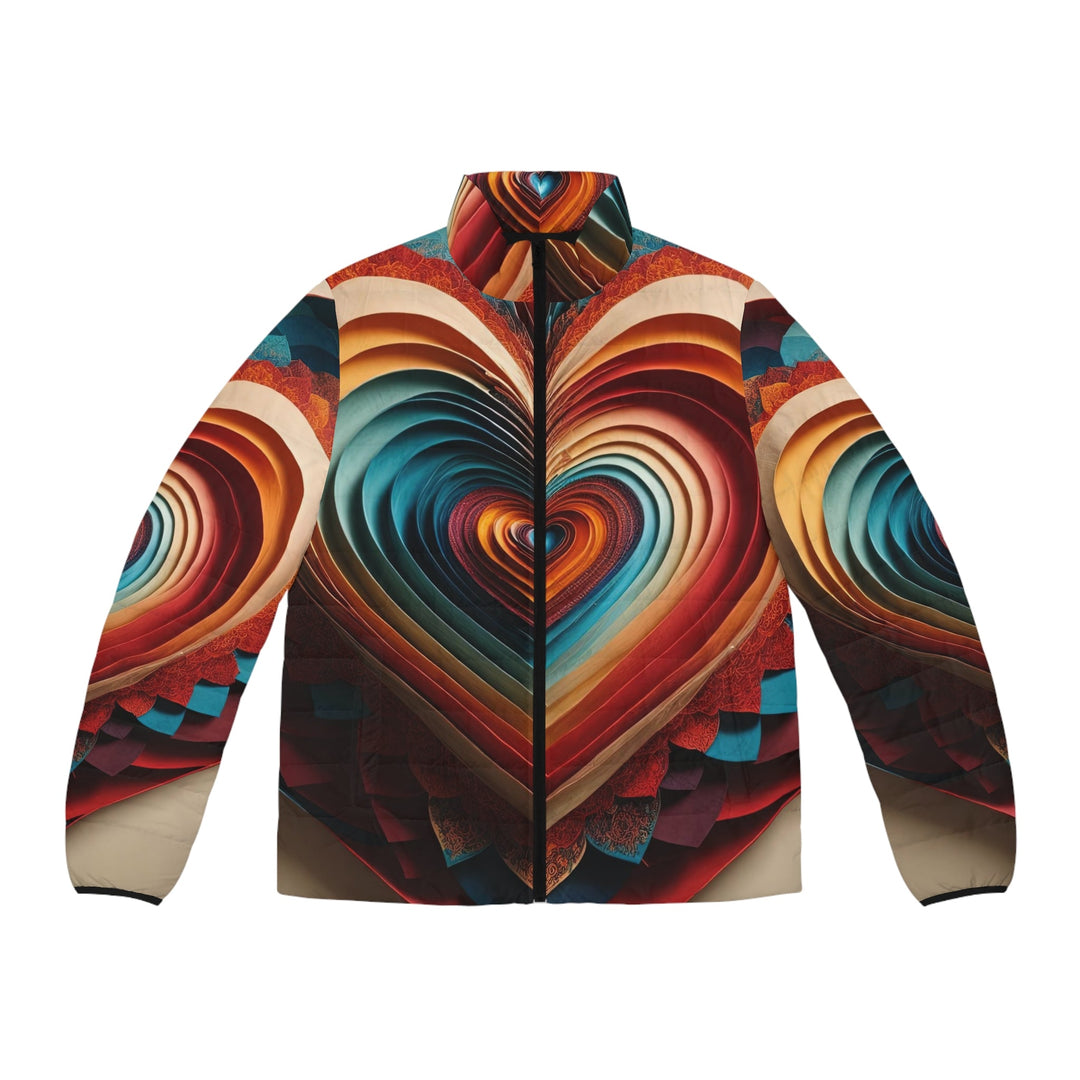 Vibrant Paper Heart - Puffer Jacket - All Over Prints - g(0D·IO) - S - Black zipper -