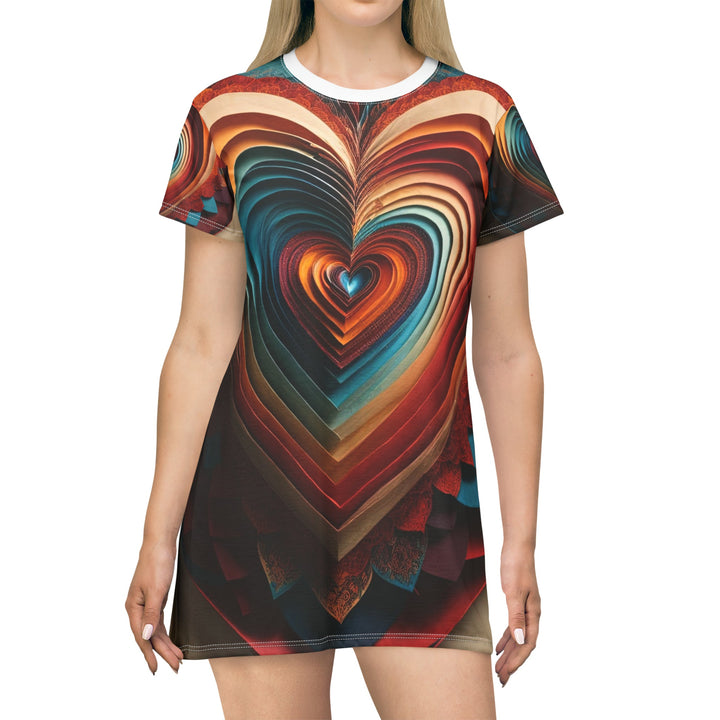 Vibrant Paper Heart - T-Shirt Dress - All Over Prints - g(0D·IO) - XS - -