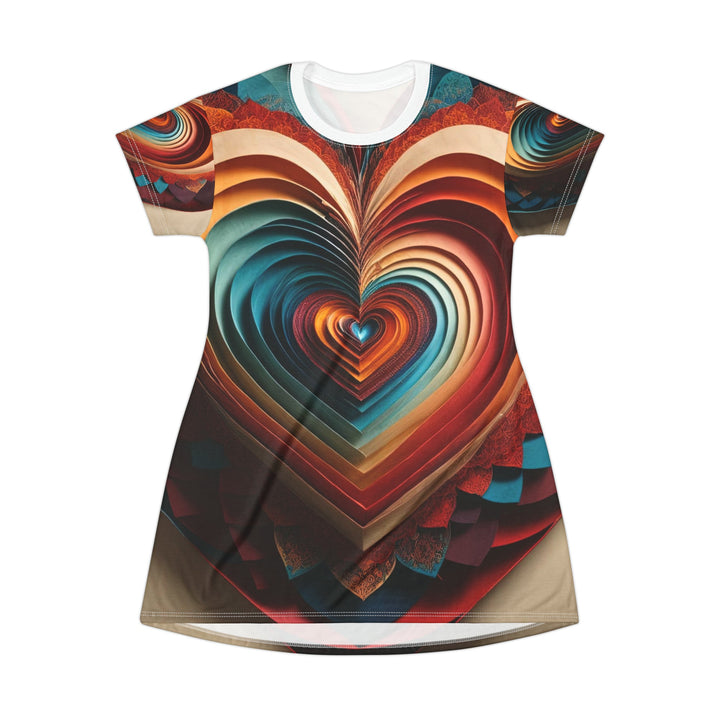 Vibrant Paper Heart - T-Shirt Dress - All Over Prints - g(0D·IO) - XS - -