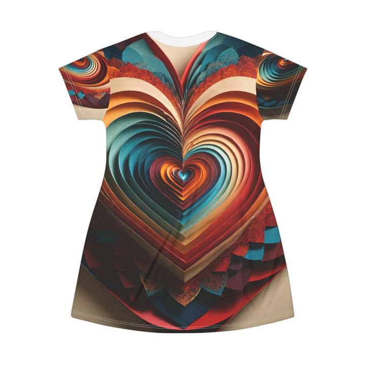 Vibrant Paper Heart - T-Shirt Dress - All Over Prints - g(0D·IO) - XS - -