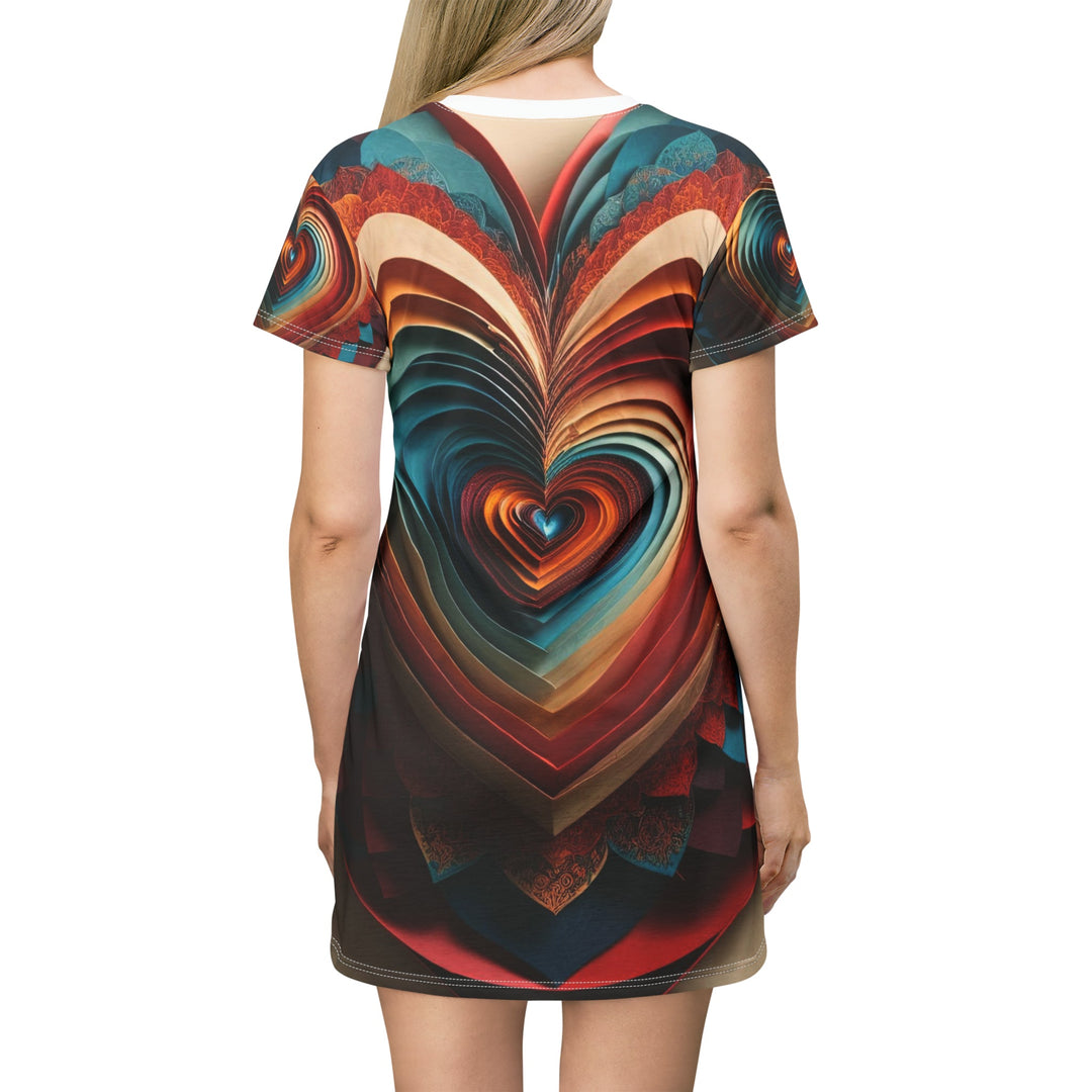 Vibrant Paper Heart - T-Shirt Dress - All Over Prints - g(0D·IO) - XS - -