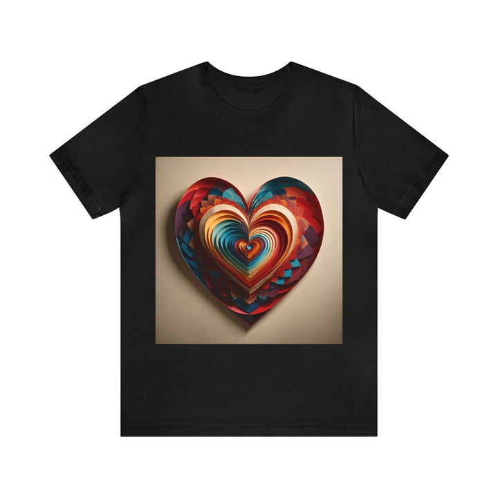 Vibrant Paper Heart - Unisex Jersey Short Sleeve Tee - T-Shirt - g(0D·IO) - Black - S -