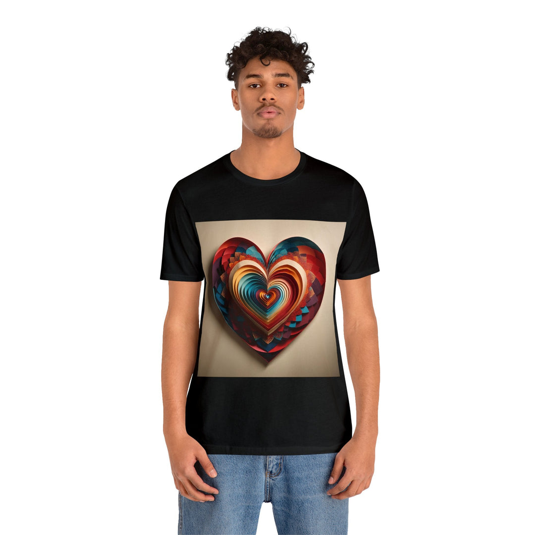 Vibrant Paper Heart - Unisex Jersey Short Sleeve Tee - T-Shirt - g(0D·IO) - Black - S -