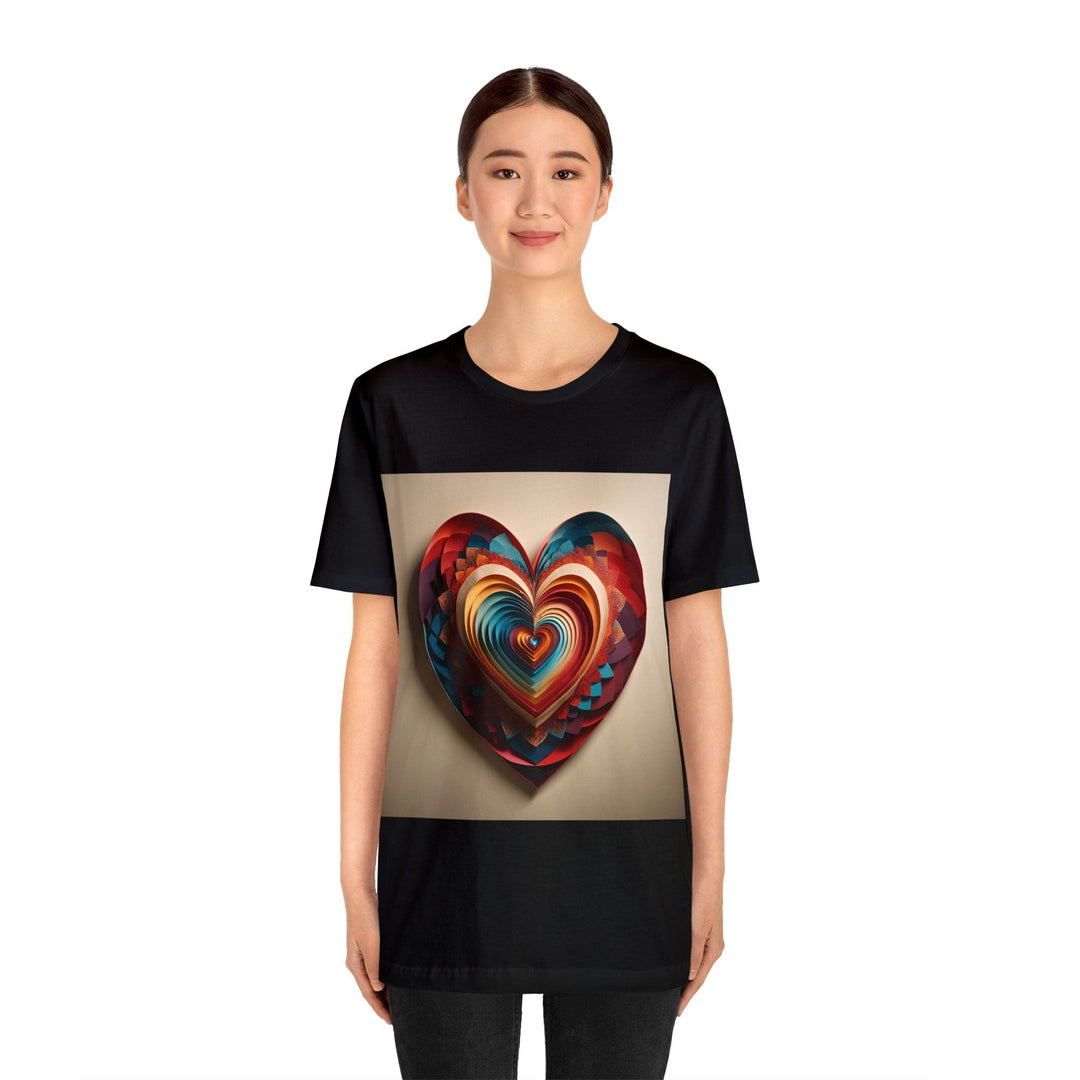 Vibrant Paper Heart - Unisex Jersey Short Sleeve Tee - T-Shirt - g(0D·IO) - Black - S -