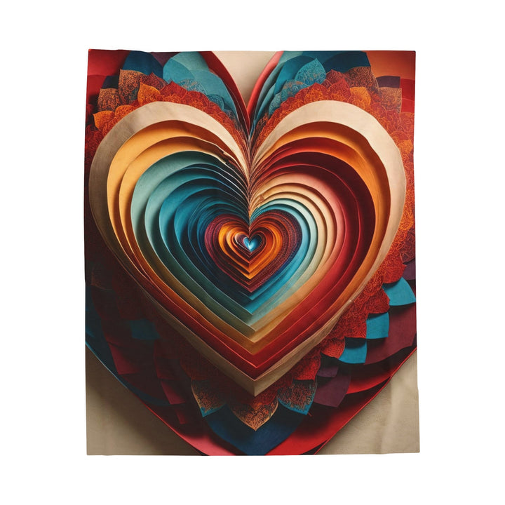 Vibrant Paper Heart - Velveteen Plush Blanket - All Over Prints - g(0D·IO) - 50" × 60" - -