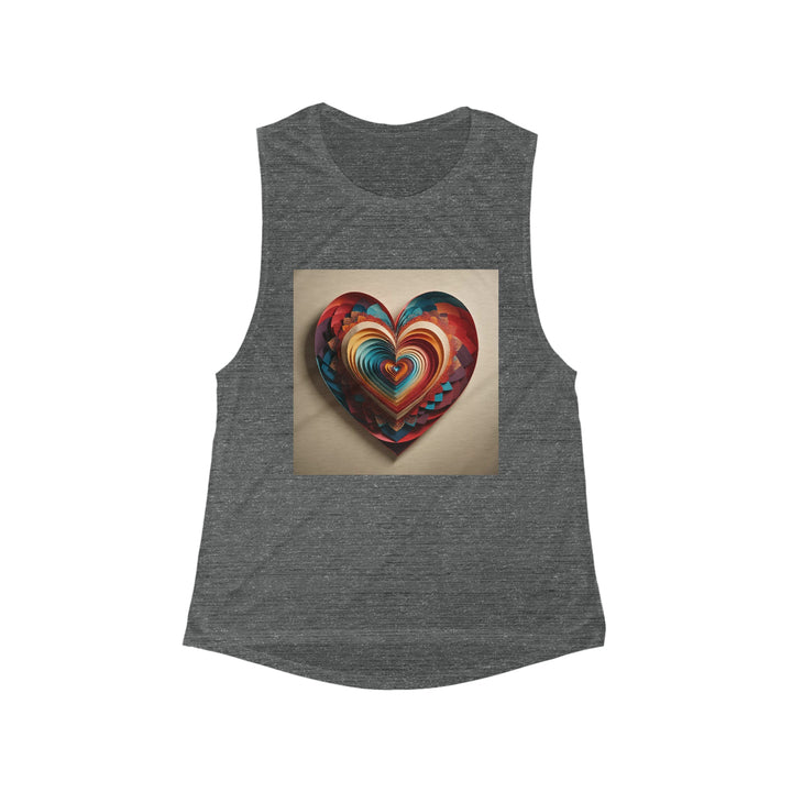 Vibrant Paper Heart - Women's Flowy Scoop Muscle Tank - Tank Top - g(0D·IO) - S - Asphalt Slub -