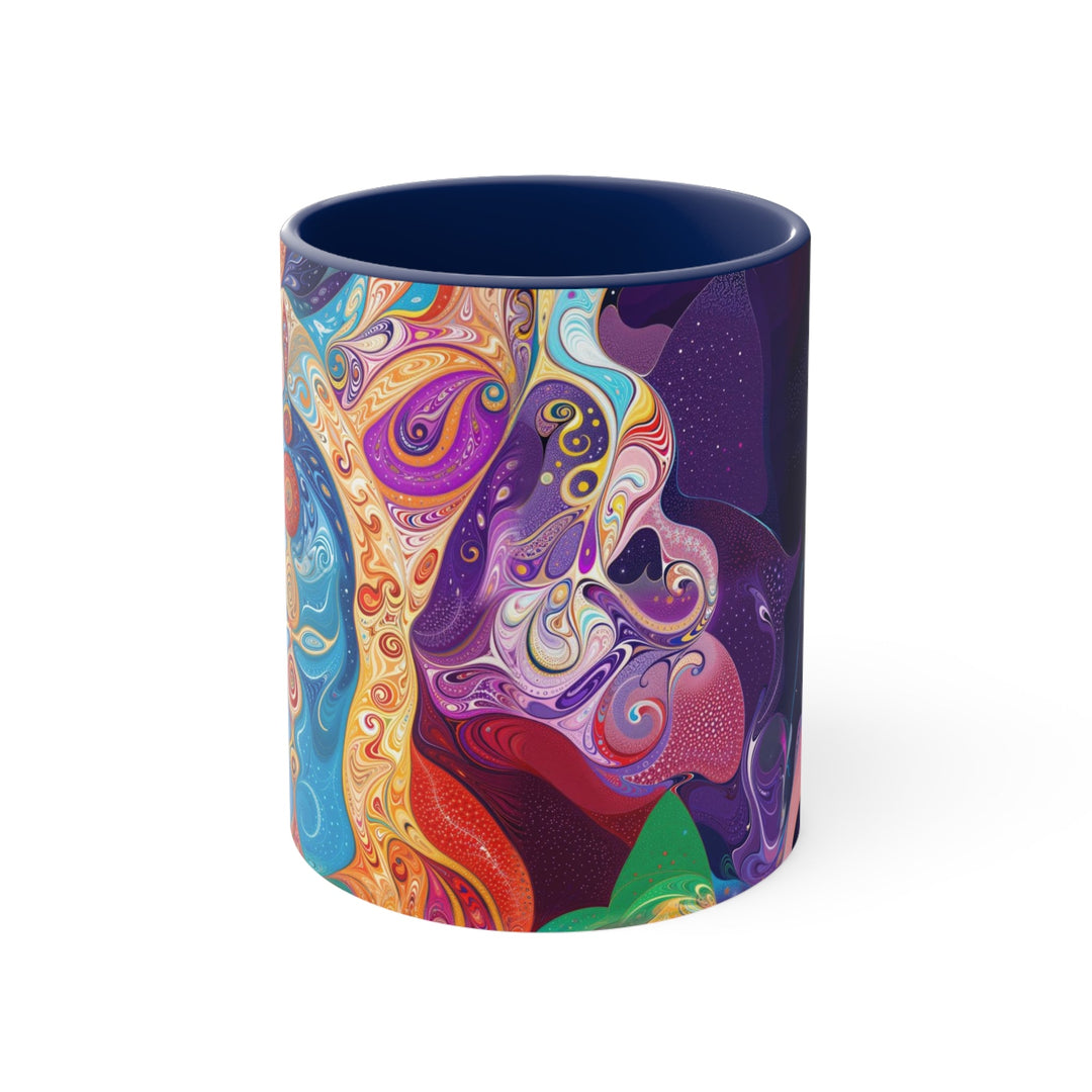 Vibrant Psychedelic Dreams - Accent Coffee Mug - Mug - g(0D·IO) - Navy - 11oz -