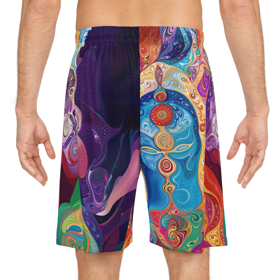 Vibrant Psychedelic Dreams - AOP Basketball Shorts - All Over Prints - g(0D·IO) - Seam thread color automatically matched to design - XS -