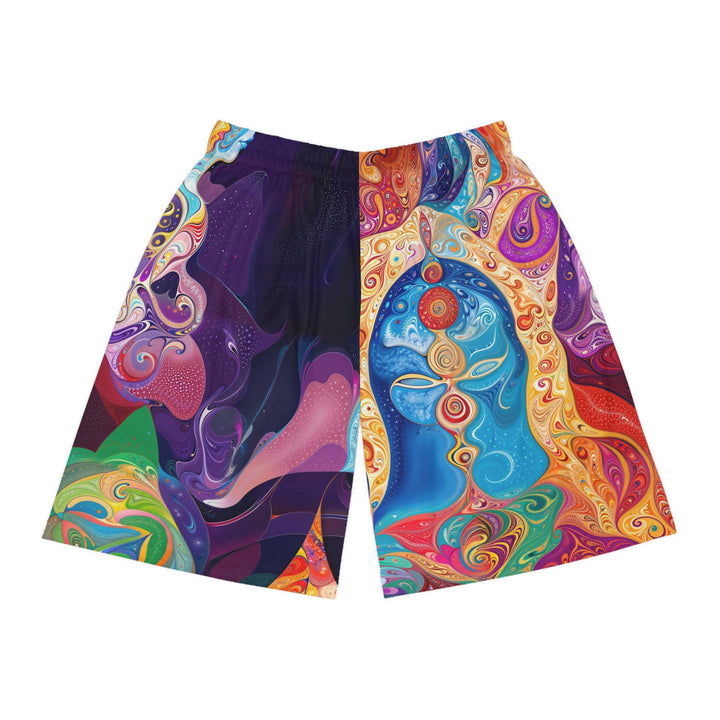 Vibrant Psychedelic Dreams - AOP Basketball Shorts - All Over Prints - g(0D·IO) - Seam thread color automatically matched to design - XS -