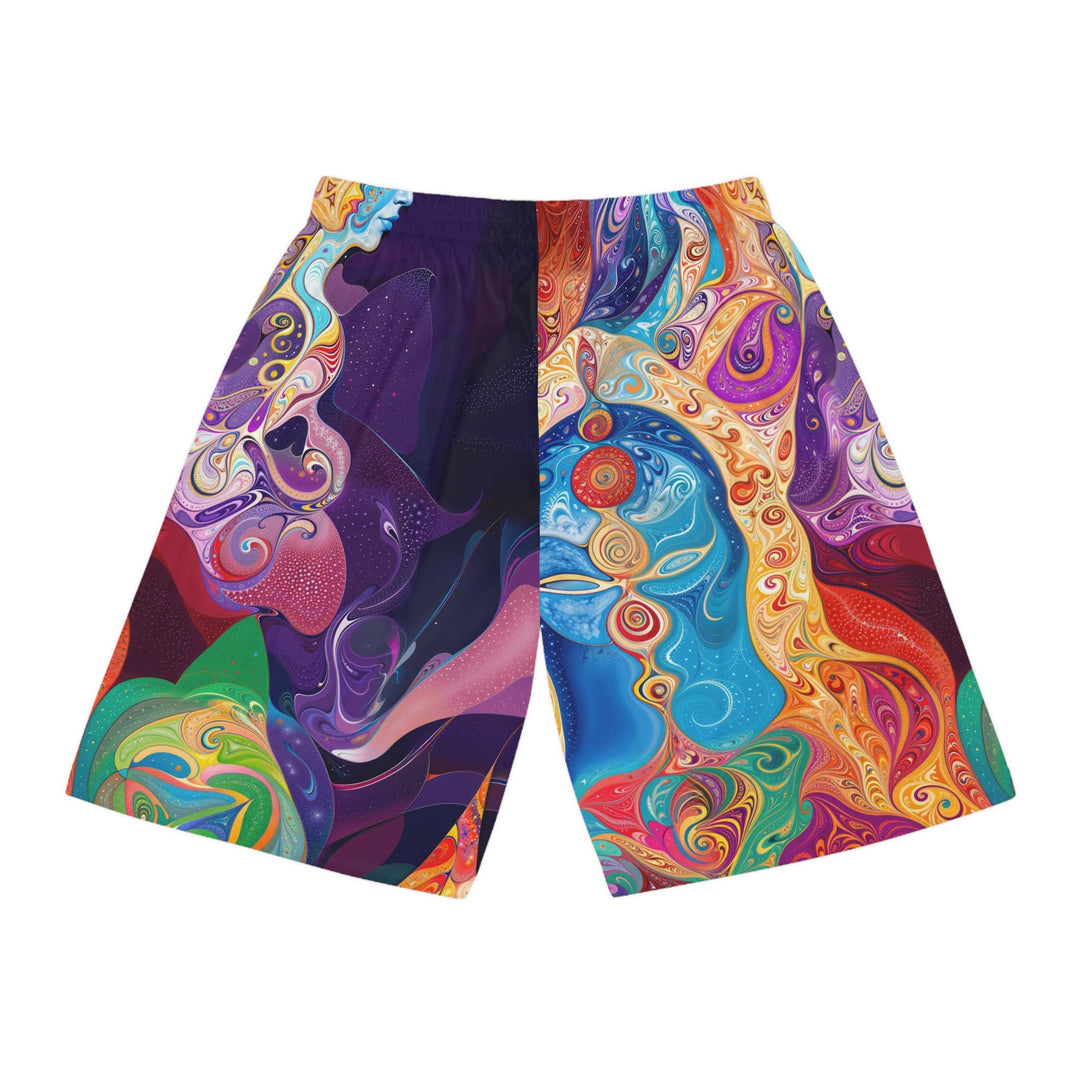 Vibrant Psychedelic Dreams - AOP Basketball Shorts - All Over Prints - g(0D·IO) - Seam thread color automatically matched to design - XS -