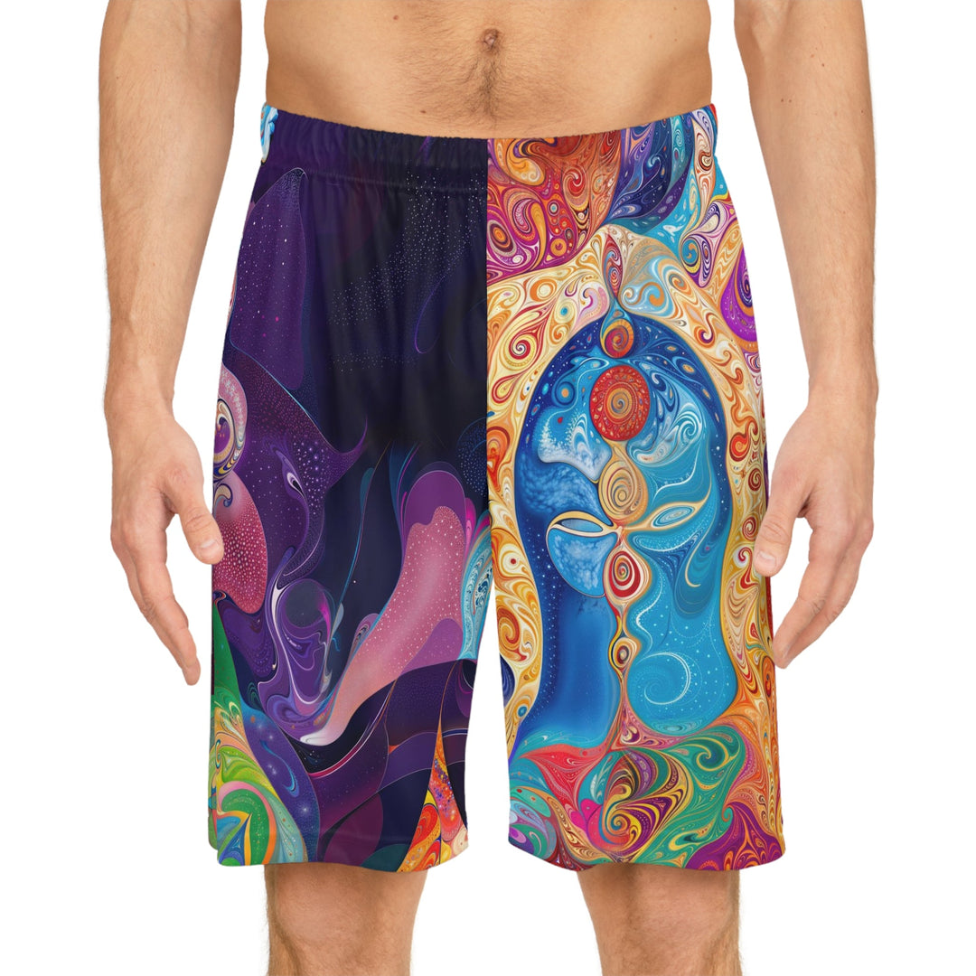 Vibrant Psychedelic Dreams - AOP Basketball Shorts - All Over Prints - g(0D·IO) - Seam thread color automatically matched to design - XS -