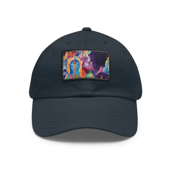 Vibrant Psychedelic Dreams - Dad Hat - Hats - g(0D·IO) - Navy / Black patch - Rectangle - One size