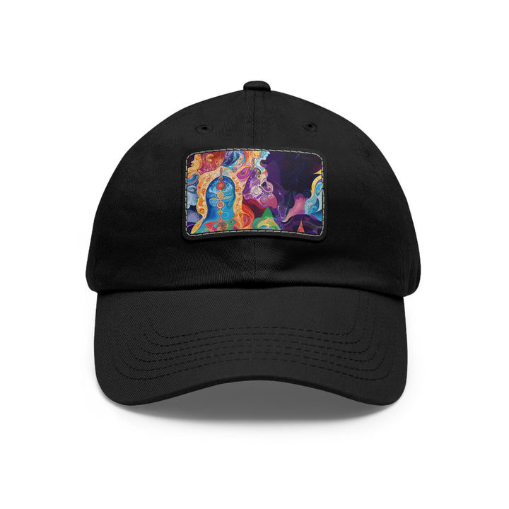 Vibrant Psychedelic Dreams - Dad Hat - Hats - g(0D·IO) - Black / Black patch - Rectangle - One size