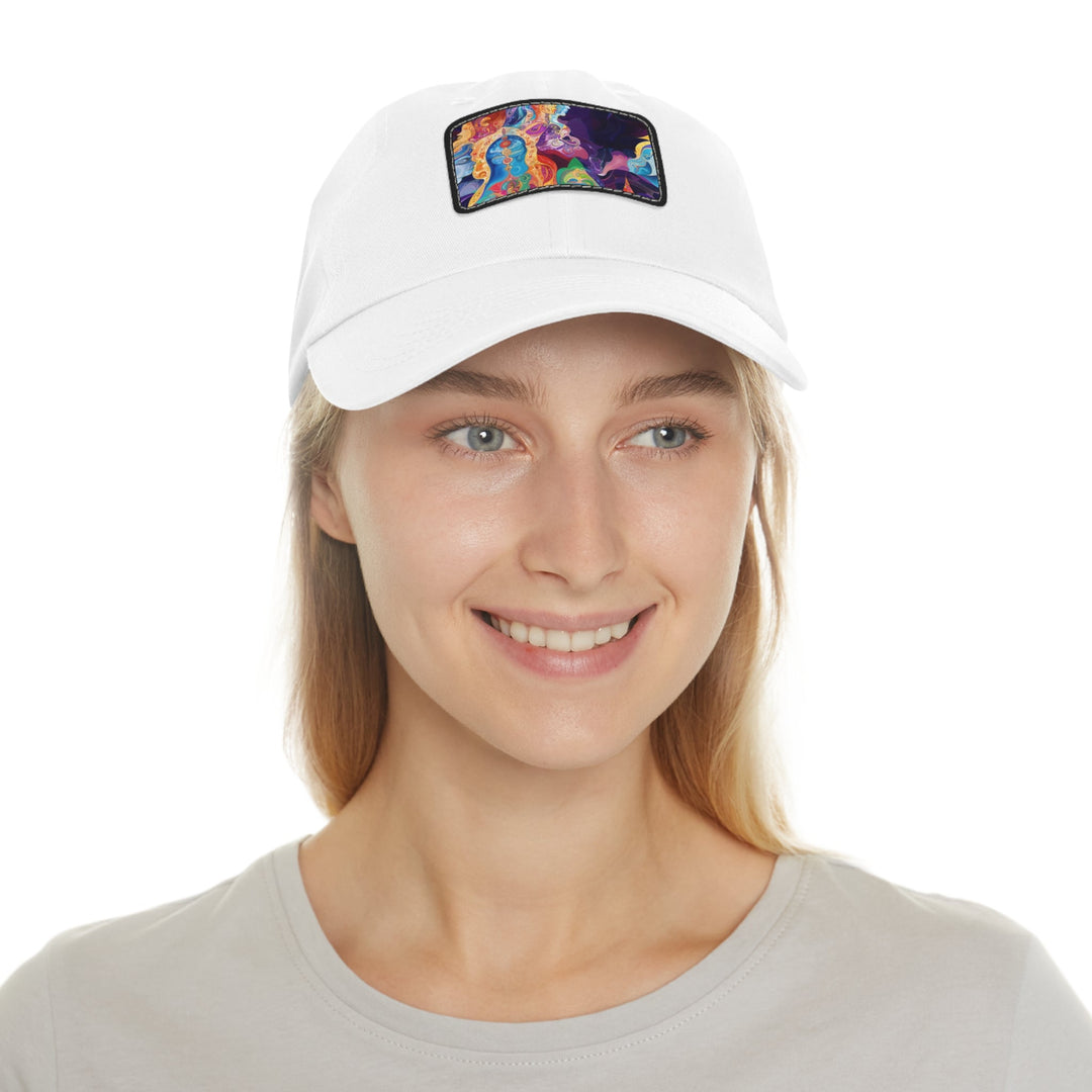 Vibrant Psychedelic Dreams - Dad Hat - Hats - g(0D·IO) - White / Black patch - Rectangle - One size