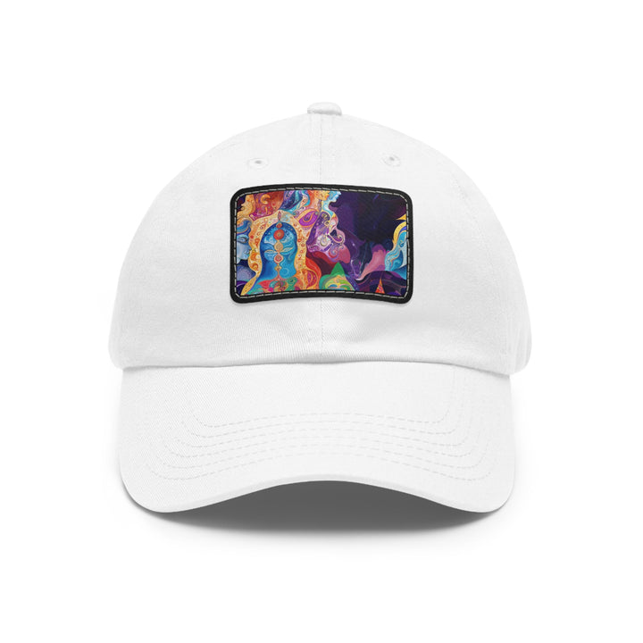 Vibrant Psychedelic Dreams - Dad Hat - Hats - g(0D·IO) - White / Black patch - Rectangle - One size