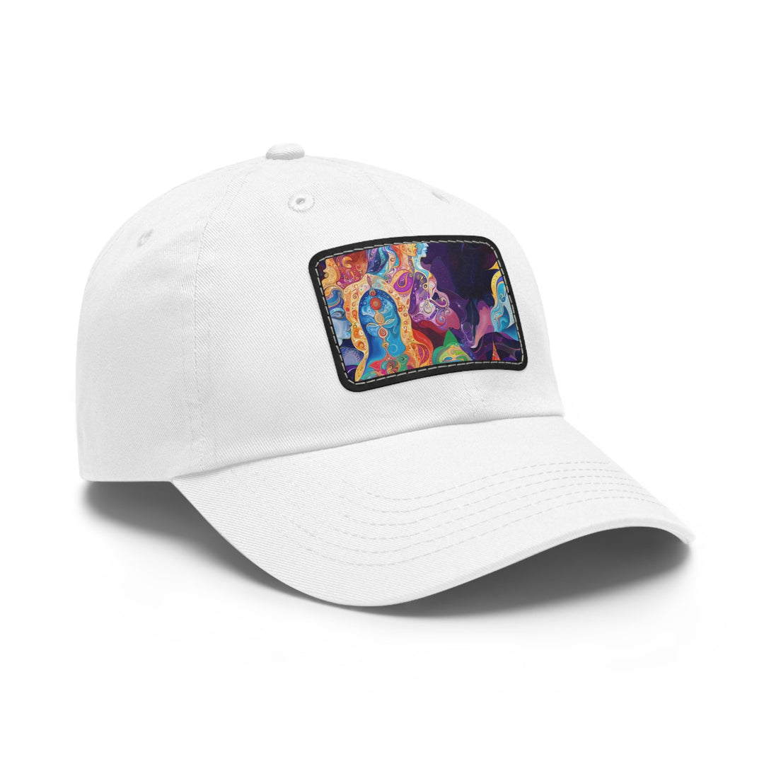 Vibrant Psychedelic Dreams - Dad Hat - Hats - g(0D·IO) - White / Black patch - Rectangle - One size