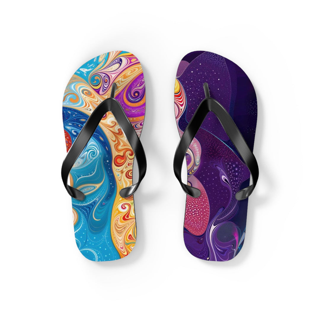 Vibrant Psychedelic Dreams - Flip Flops - Shoes - g(0D·IO) - S - Black sole -