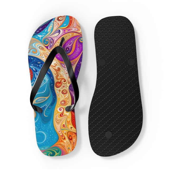 Vibrant Psychedelic Dreams - Flip Flops - Shoes - g(0D·IO) - XL - Black sole -