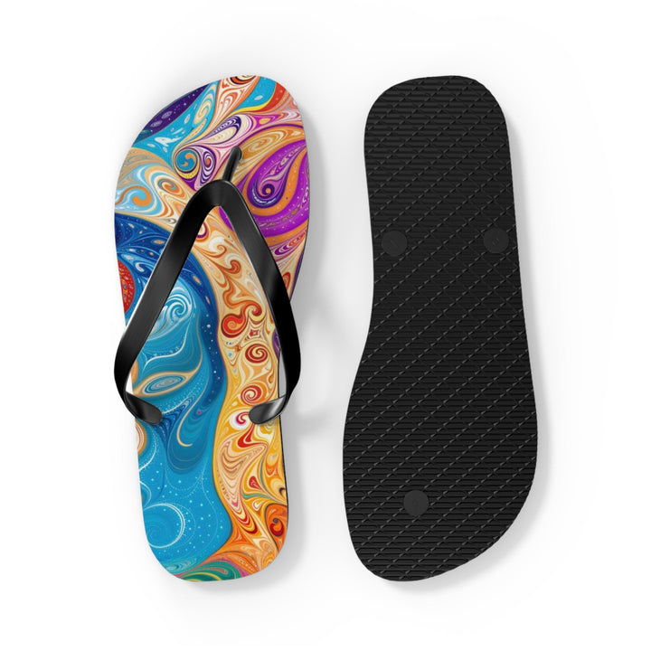 Vibrant Psychedelic Dreams - Flip Flops - Shoes - g(0D·IO) - XL - Black sole -