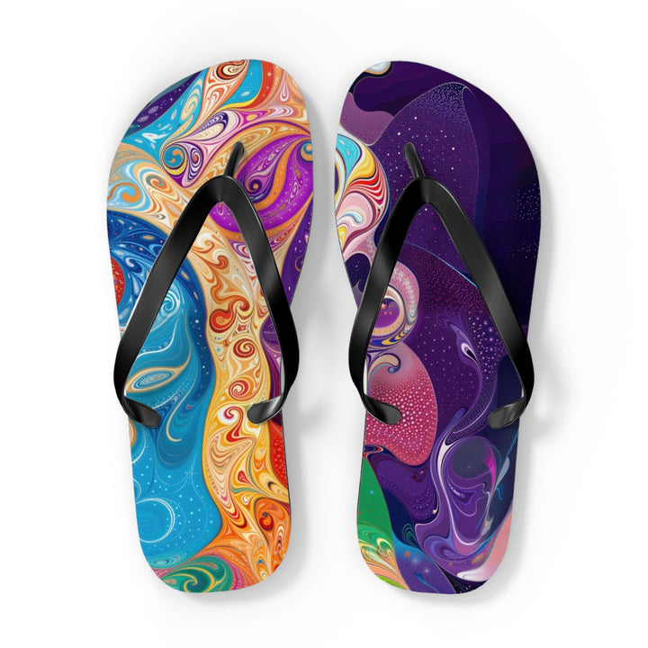 Vibrant Psychedelic Dreams - Flip Flops - Shoes - g(0D·IO) - XL - Black sole -