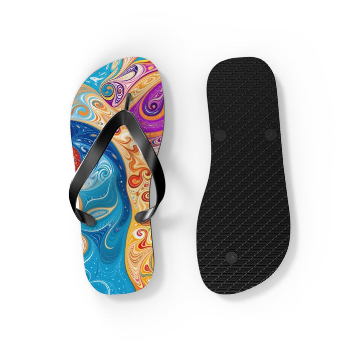 Vibrant Psychedelic Dreams - Flip Flops - Shoes - g(0D·IO) - XL - Black sole -