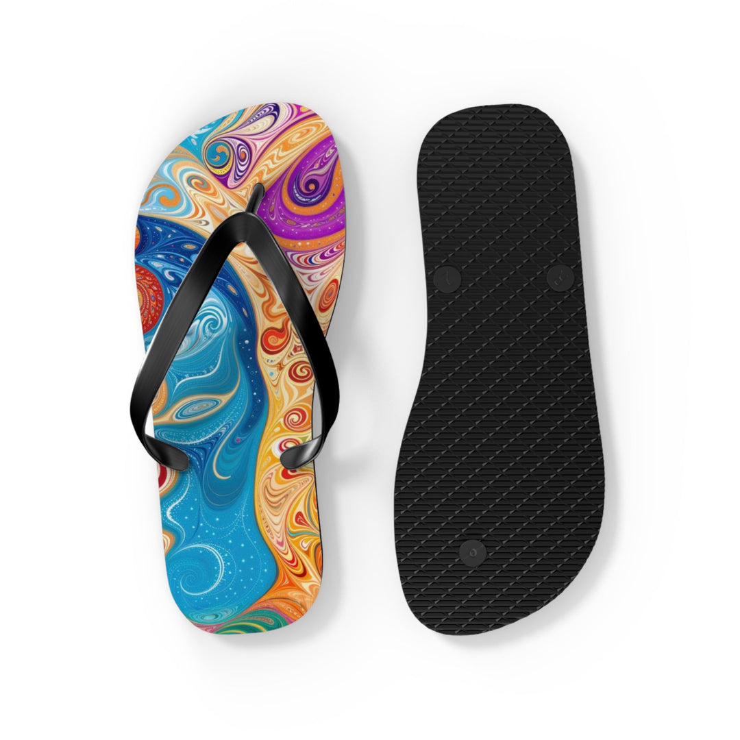 Vibrant Psychedelic Dreams - Flip Flops - Shoes - g(0D·IO) - XL - Black sole -