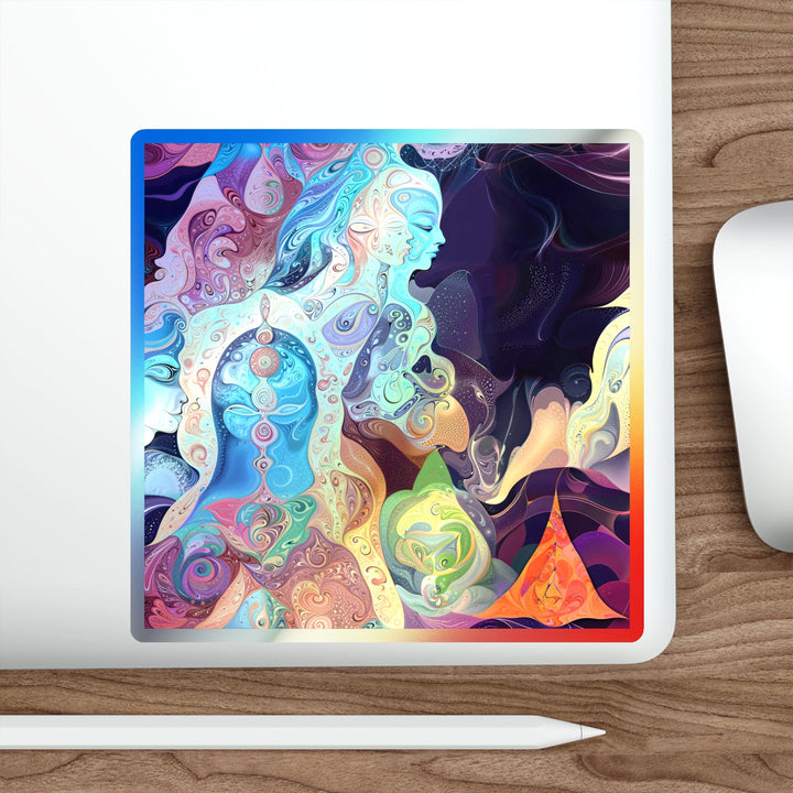 Vibrant Psychedelic Dreams - Holographic Die-Cut Sticker - Paper products - g(0D·IO) - 5" × 5" - Die-Cut - Holographic