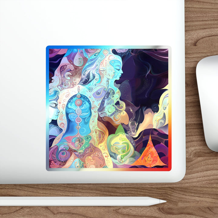 Vibrant Psychedelic Dreams - Holographic Die-Cut Sticker - Paper products - g(0D·IO) - 5" × 5" - Die-Cut - Holographic