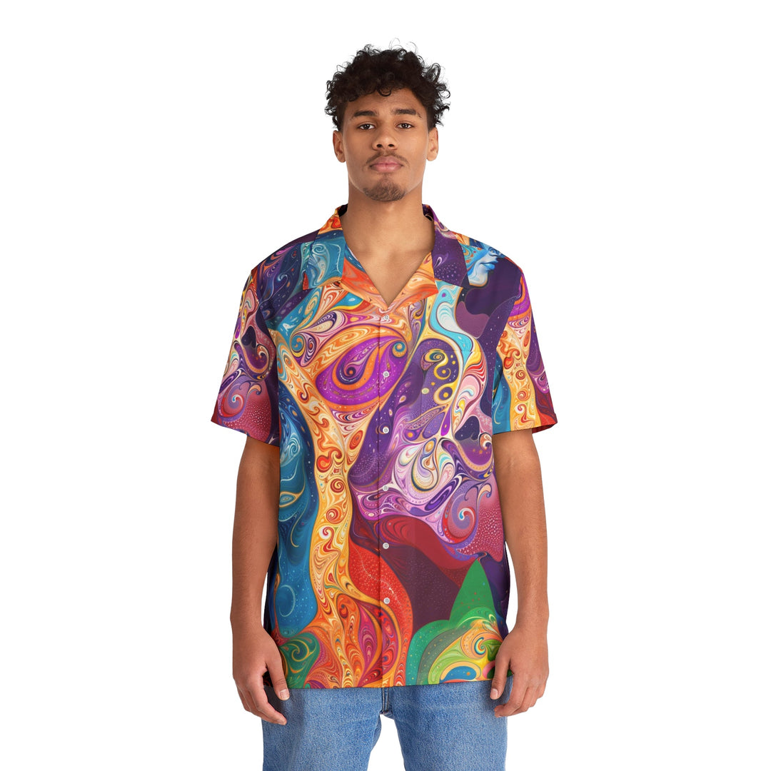 Vibrant Psychedelic Dreams - Men's Hawaiian Shirt - All Over Prints - g(0D·IO) - S - Black -