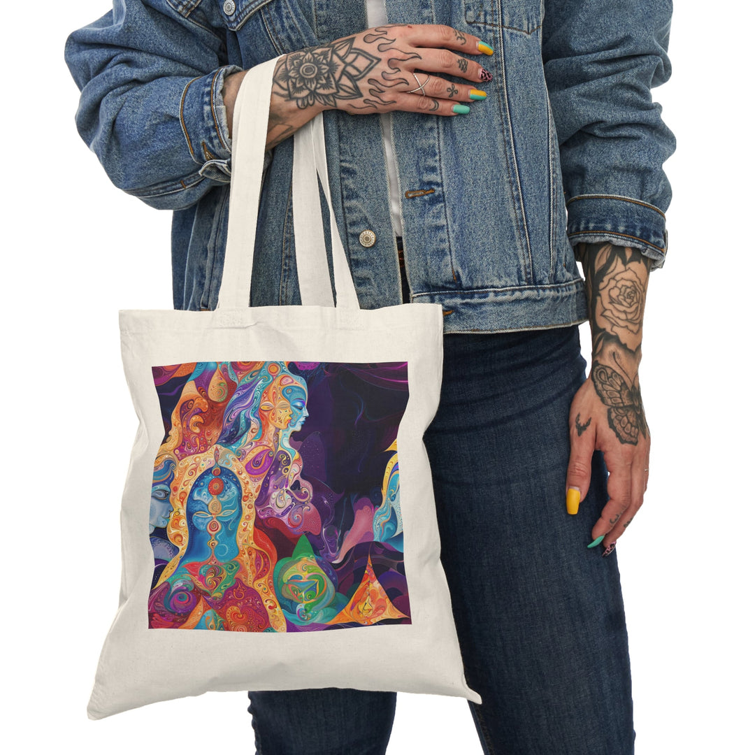 Vibrant Psychedelic Dreams - Natural Tote Bag - Bags - g(0D·IO) - 15" x 16" - Natural -