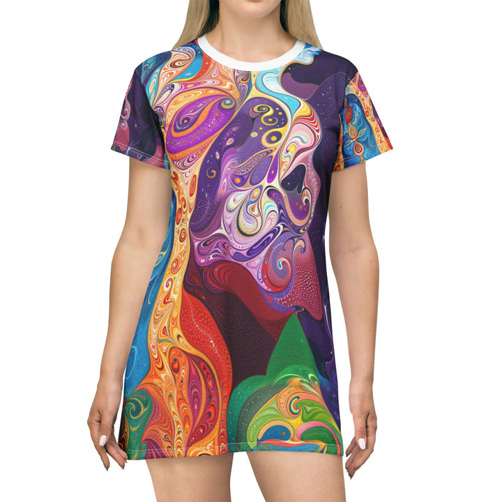 Vibrant Psychedelic Dreams - T-Shirt Dress - All Over Prints - g(0D·IO) - XS - -