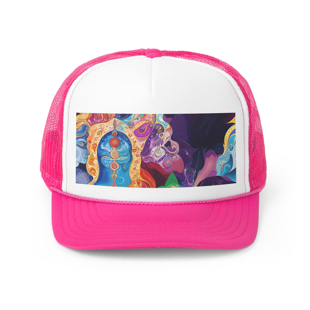 Vibrant Psychedelic Dreams - Trucker Hat - Hats - g(0D·IO) - Pink - One size -