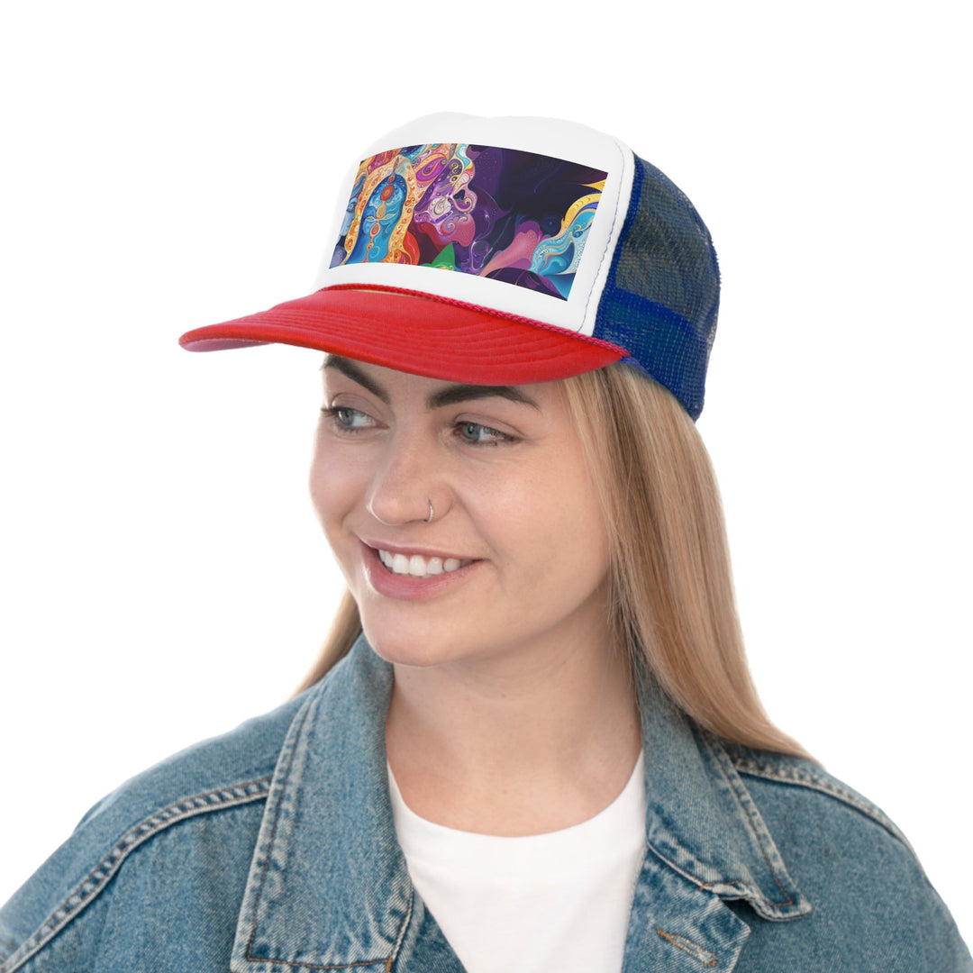 Vibrant Psychedelic Dreams - Trucker Hat - Hats - g(0D·IO) - Pink - One size -