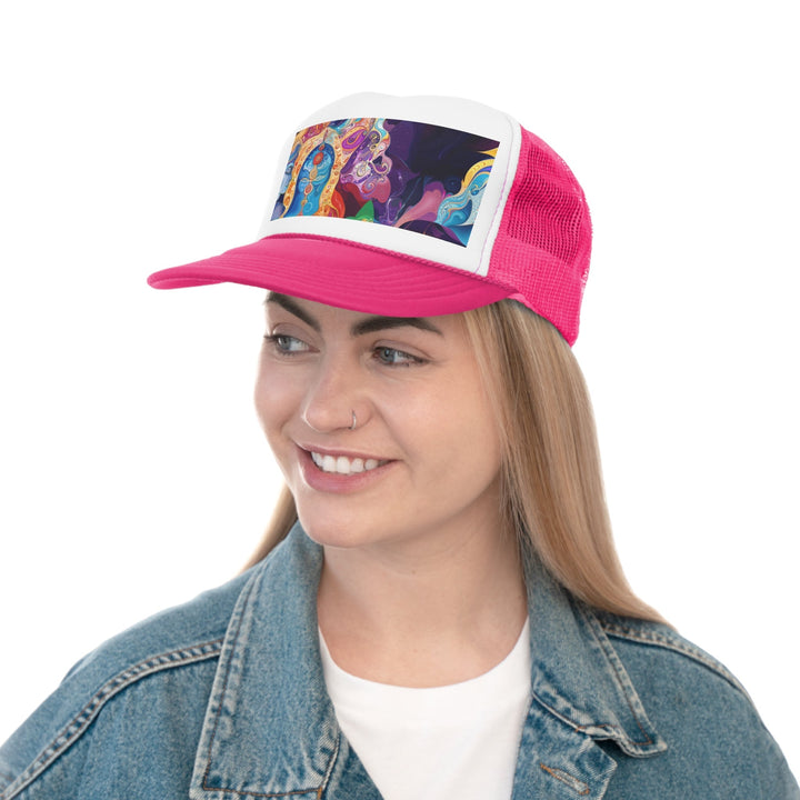 Vibrant Psychedelic Dreams - Trucker Hat - Hats - g(0D·IO) - Pink - One size -