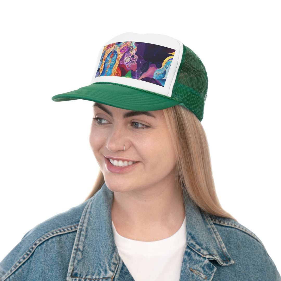 Vibrant Psychedelic Dreams - Trucker Hat - Hats - g(0D·IO) - Pink - One size -