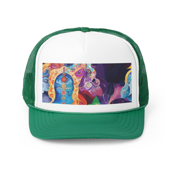 Vibrant Psychedelic Dreams - Trucker Hat - Hats - g(0D·IO) - Green - One size -