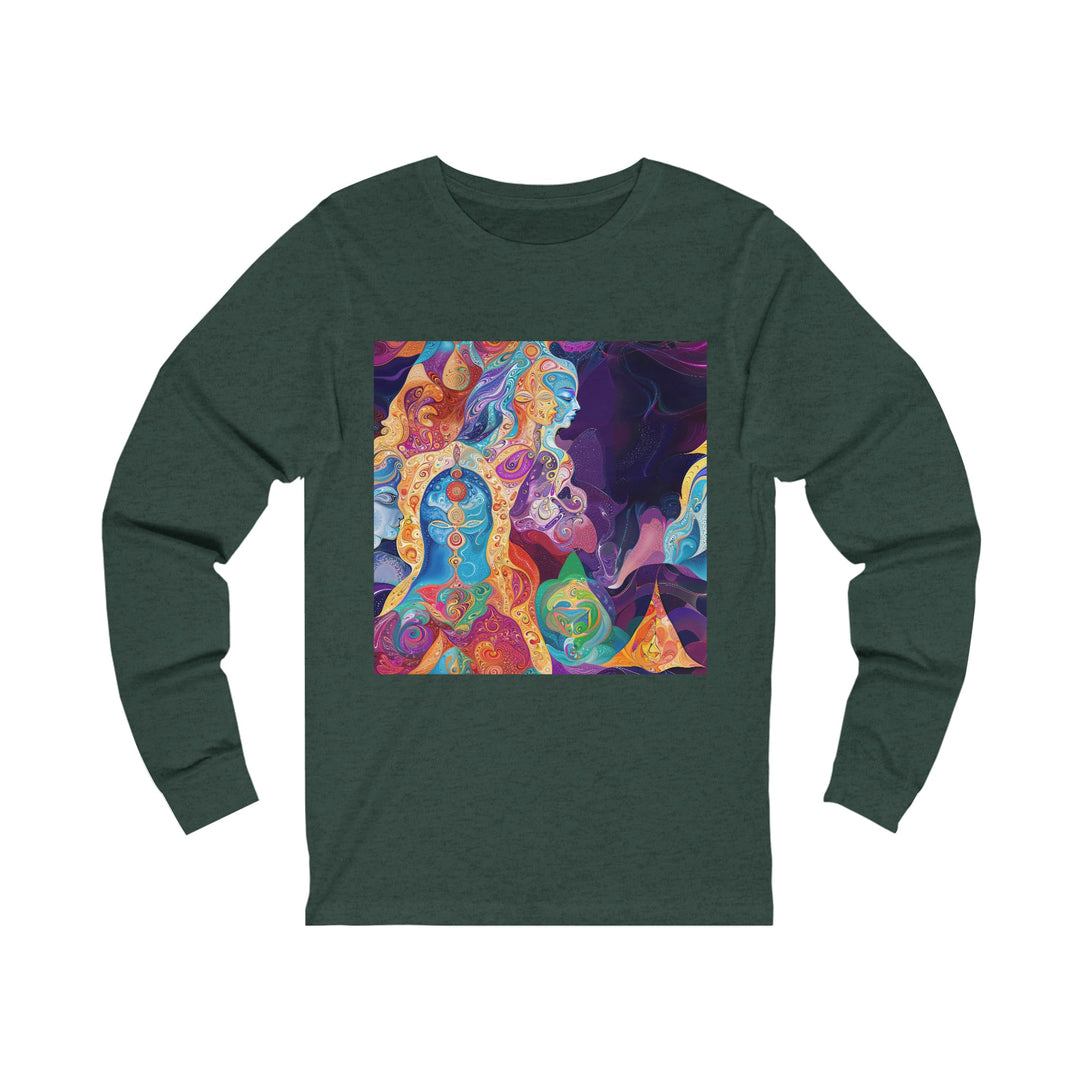 Vibrant Psychedelic Dreams - Unisex Jersey Long Sleeve Tee - Long-sleeve - g(0D·IO) - S - Heather Forest -