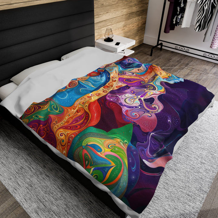 Vibrant Psychedelic Dreams - Velveteen Plush Blanket - All Over Prints - g(0D·IO) - 30" × 40" - -