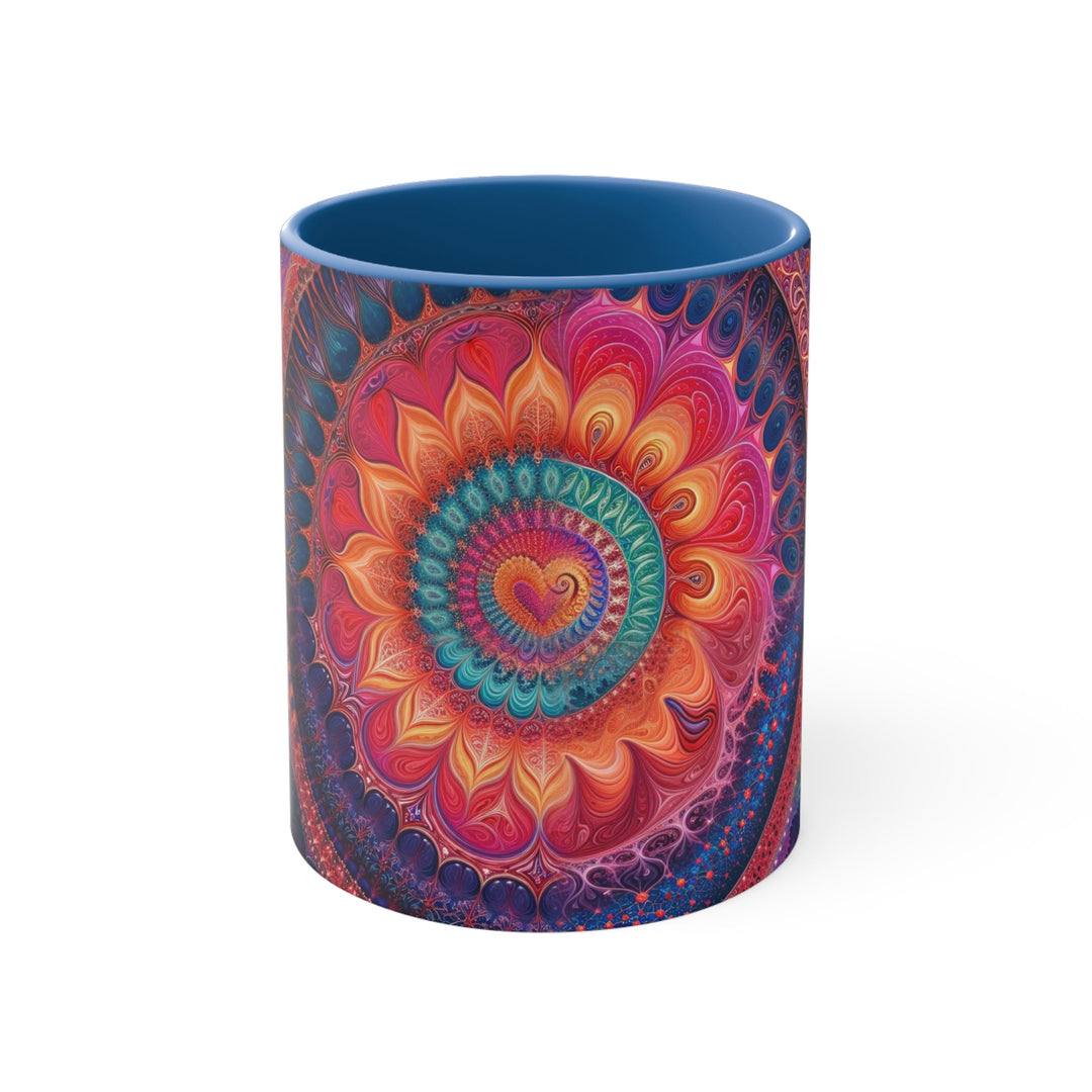 Vibrant Spiral Mandala - Accent Coffee Mug - Mug - g(0D·IO) - Blue - 11oz -