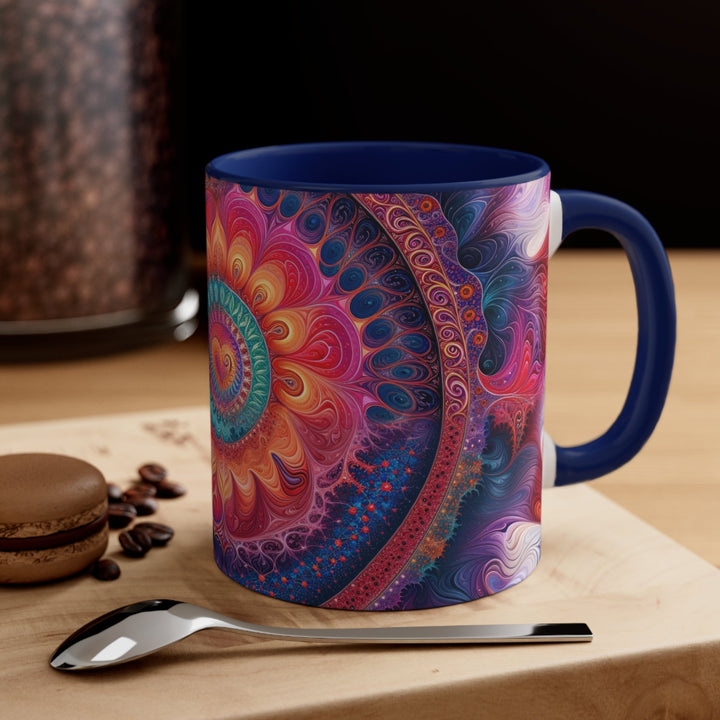 Vibrant Spiral Mandala - Accent Coffee Mug - Mug - g(0D·IO) - Pink - 11oz -