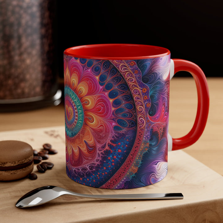 Vibrant Spiral Mandala - Accent Coffee Mug - Mug - g(0D·IO) - Pink - 11oz -