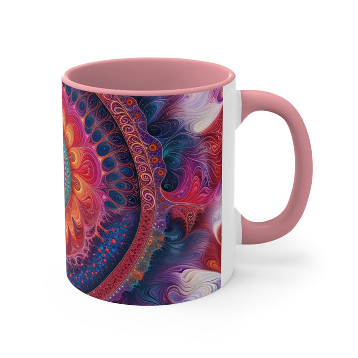 Vibrant Spiral Mandala - Accent Coffee Mug - Mug - g(0D·IO) - Pink - 11oz -