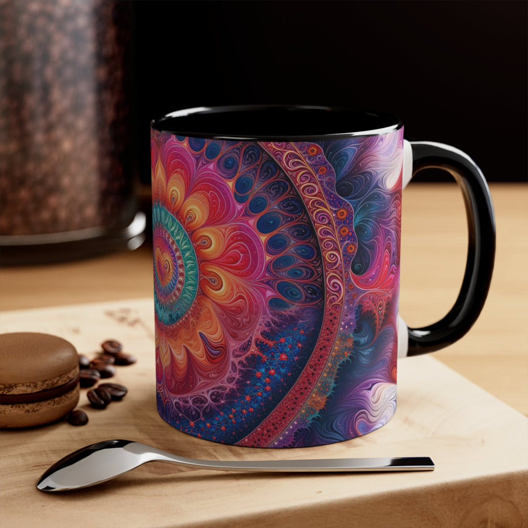 Vibrant Spiral Mandala - Accent Coffee Mug - Mug - g(0D·IO) - Pink - 11oz -