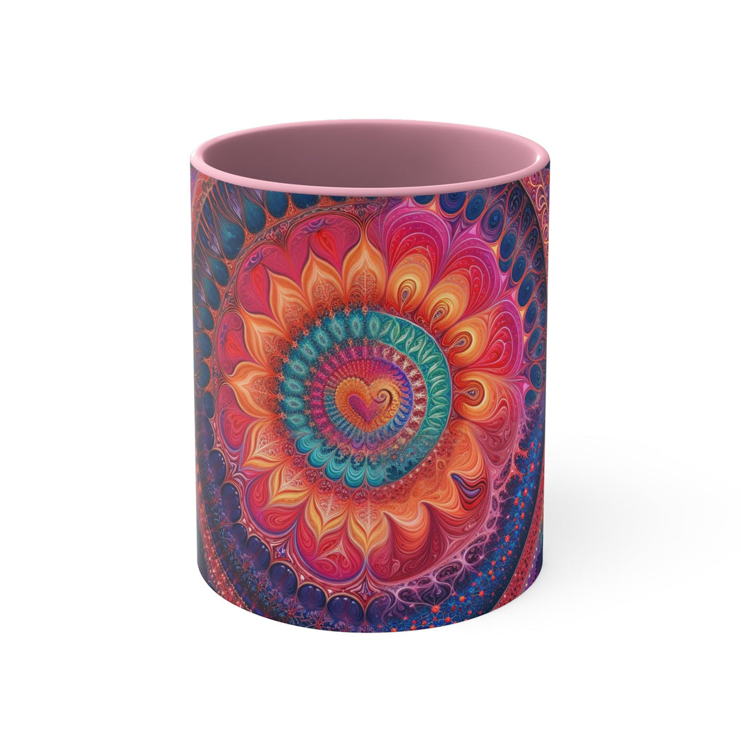 Vibrant Spiral Mandala - Accent Coffee Mug - Mug - g(0D·IO) - Pink - 11oz -