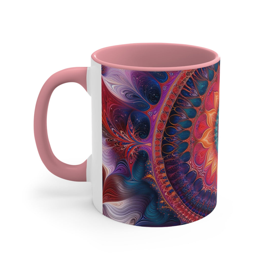 Vibrant Spiral Mandala - Accent Coffee Mug - Mug - g(0D·IO) - Pink - 11oz -