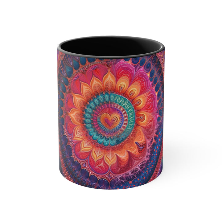 Vibrant Spiral Mandala - Accent Coffee Mug - Mug - g(0D·IO) - Black - 11oz -