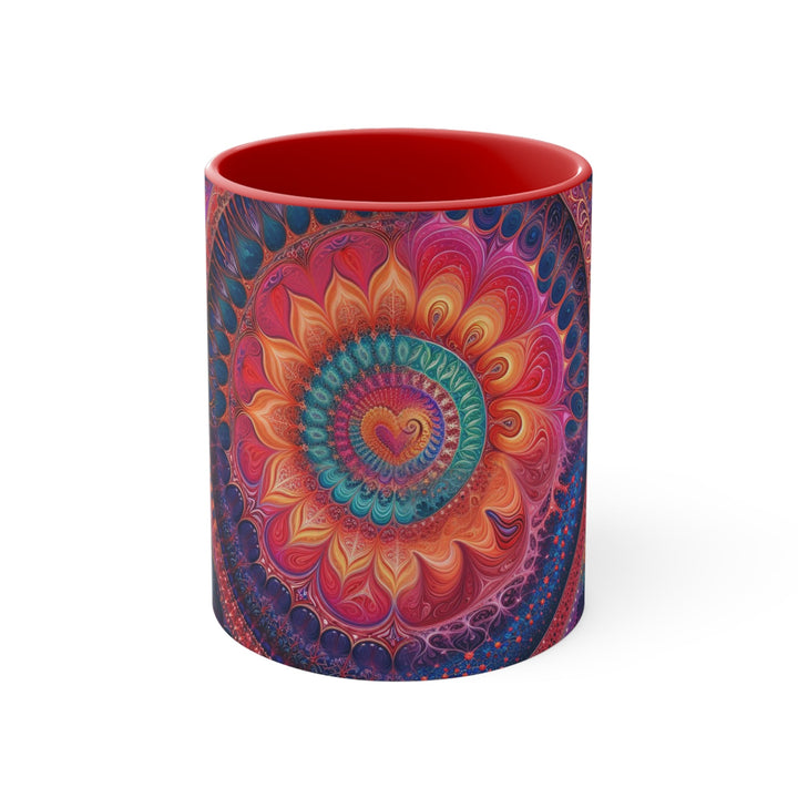 Vibrant Spiral Mandala - Accent Coffee Mug - Mug - g(0D·IO) - Red - 11oz -