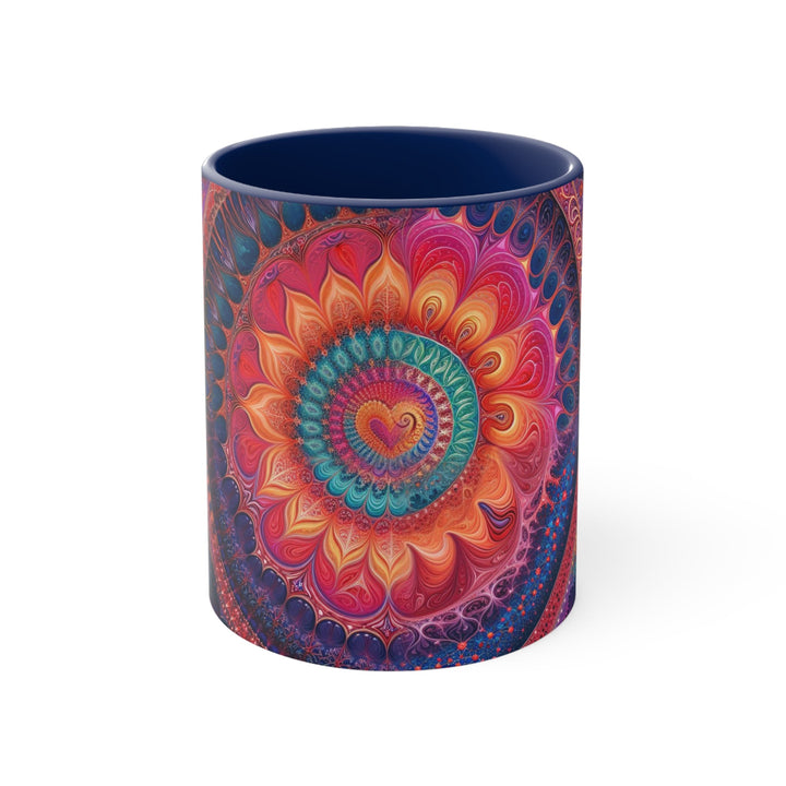 Vibrant Spiral Mandala - Accent Coffee Mug - Mug - g(0D·IO) - Navy - 11oz -